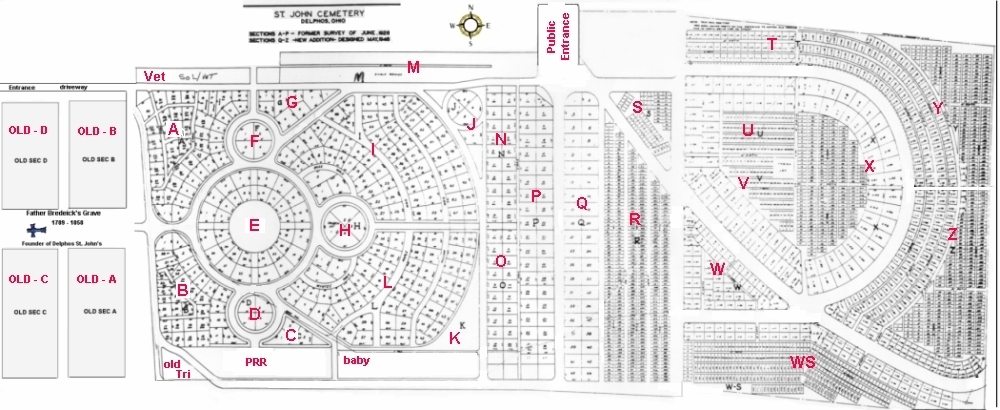 Delphos St. John's Cemetery Map